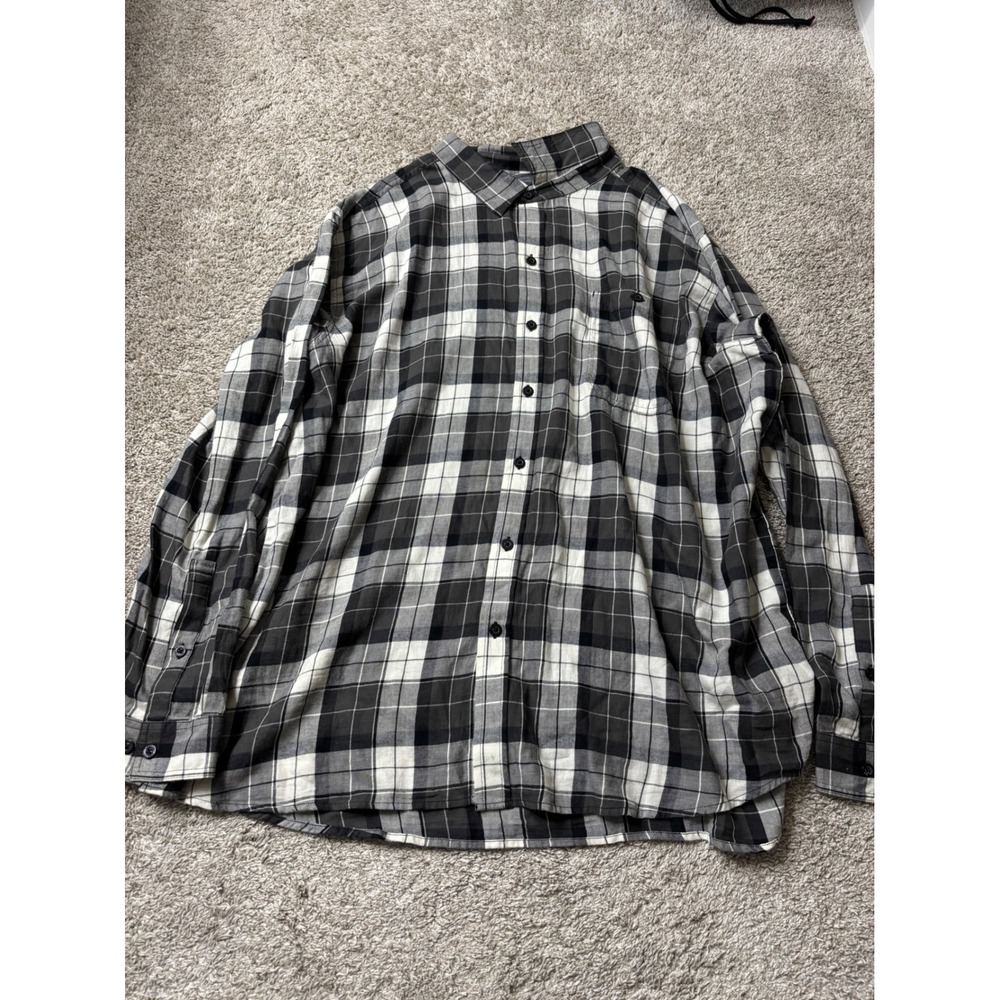 Columbia Mens Plaid Button Down Shirt Black White Grey Long Sleeve 4X